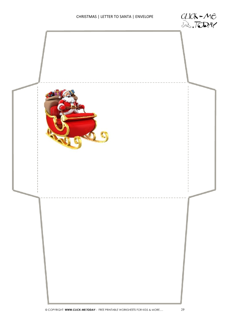 Simple envelope to Santa template sleigh to North Pole 29